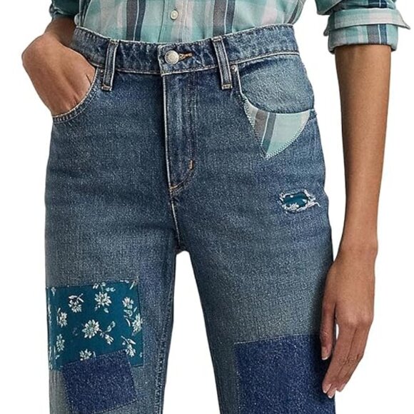 Ralph Lauren Womens Patchwork Boyfriend Jeans 6-8 - Picture 1 of 10